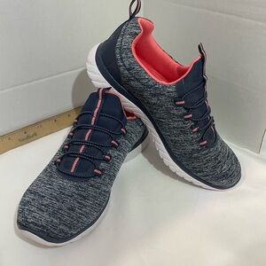 Athletic women’s sneakers size 7 Oder‎ control blue peach bungee tie tennis shoe